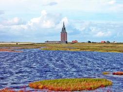 tide of the river at the building