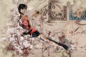 art collage design of female