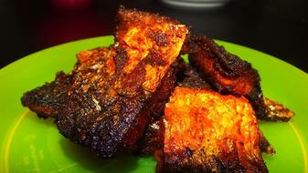 Fried delicious mackerel on a plate