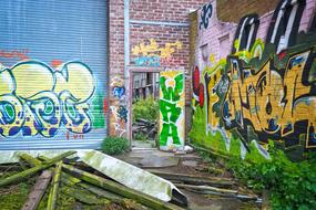 Rooms Abandoned graffiti drawing