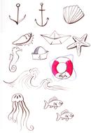 icon set maritime sea drawing