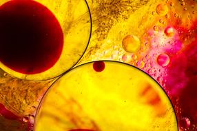 mixing of oil and red-yellow liquid