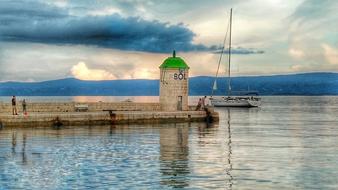 Lighthouse Sea Evening