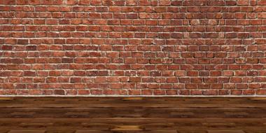 red Brick wall and brown floor