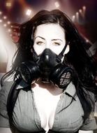 Girl in the gas black mask