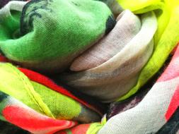 rolled multi-colored scarf close-up