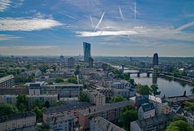 panoramic view of the architecture of frankfurt near the river