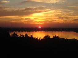 orange sunset by the lake