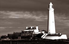 Seaside Lighthouse Coast Black And