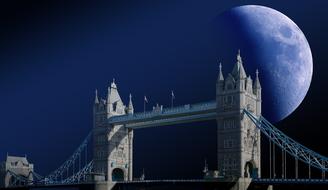 bridge with towers against the moon