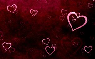 pink hearts on murrey as background