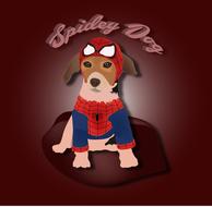 funny puppy in a spider man costume