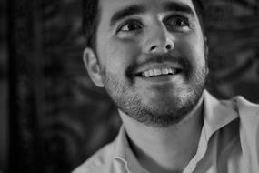 selfie of a young man, black and white