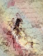Abstract painting with a girl