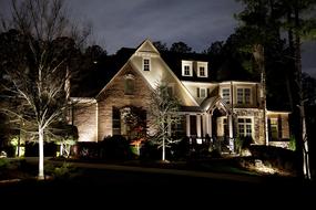 illuminated house at night