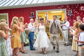 joyful couple at a wedding