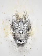 skull gothic horn art abstract