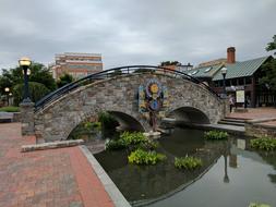 stone bridge in the park over the river