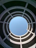 spiral tube with a view of the sky