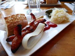 fried sausage and bread