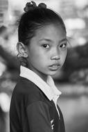 Portrait asian girl Black And White