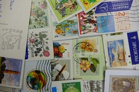 collection of colored stamps