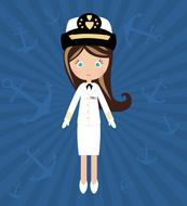 doll in navy uniform drawing