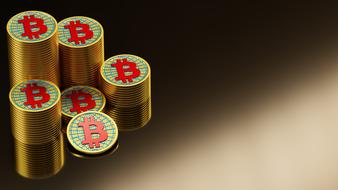 bitcoin coins stack gold 3d
