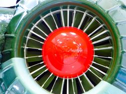 aircraft engine with a red center