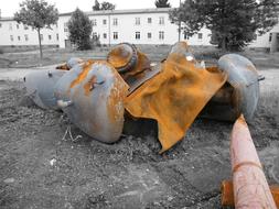 rusty remains of a tank