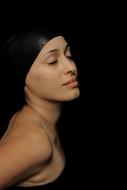 Portrait of a girl face on a black background