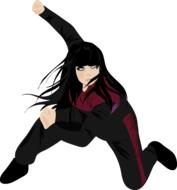 kung fu martial art girl drawing