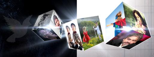 photo collage in a cube