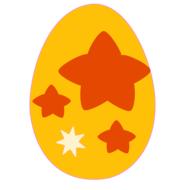 Beautiful, yellow Egg, with the colorful stars, at white background, clipart