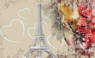 tower of paris with hearts