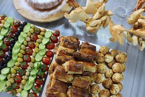 buffet with groceries