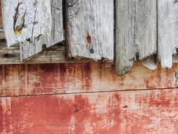 Close-up of the old, colorful, wooden texture of the wall