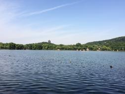 lake at the village on the hill