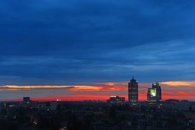 panoramic city view in the netherlands at night