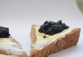 delicious buttered caviar on bread