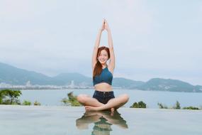 Girl water yoga pose