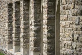 stone walls of the monastery close up