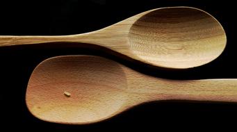 Rice on wooden spoon
