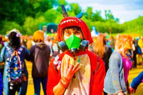 The Festival Of Colors Holi Moscow man mask