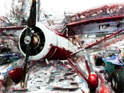 colorful airplane engine close up