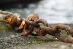 Chain Rusty Old big on a blurred background