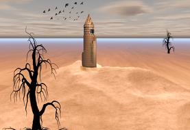 desert tower tree fantasy