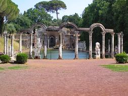 arches by the lake in the park