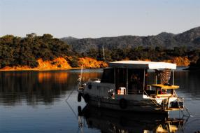 floating boat on the river