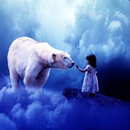 Girl Bear Fantasy clouds